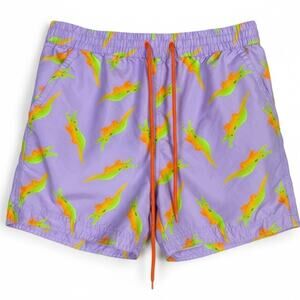 PacSun South Beach Crocodile Alligator Purple Swim Trunks Vacation Beach Size M